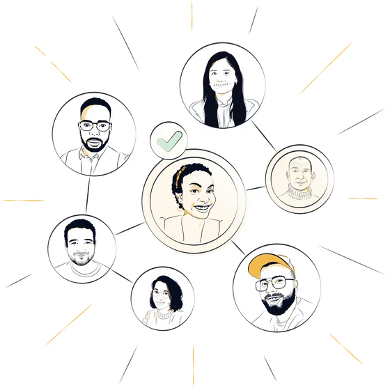 Illustration symbolizing collective intelligence in digital teams, reflecting N2’s collaborative approach to solving complex IT challenges through its freelance expert community.